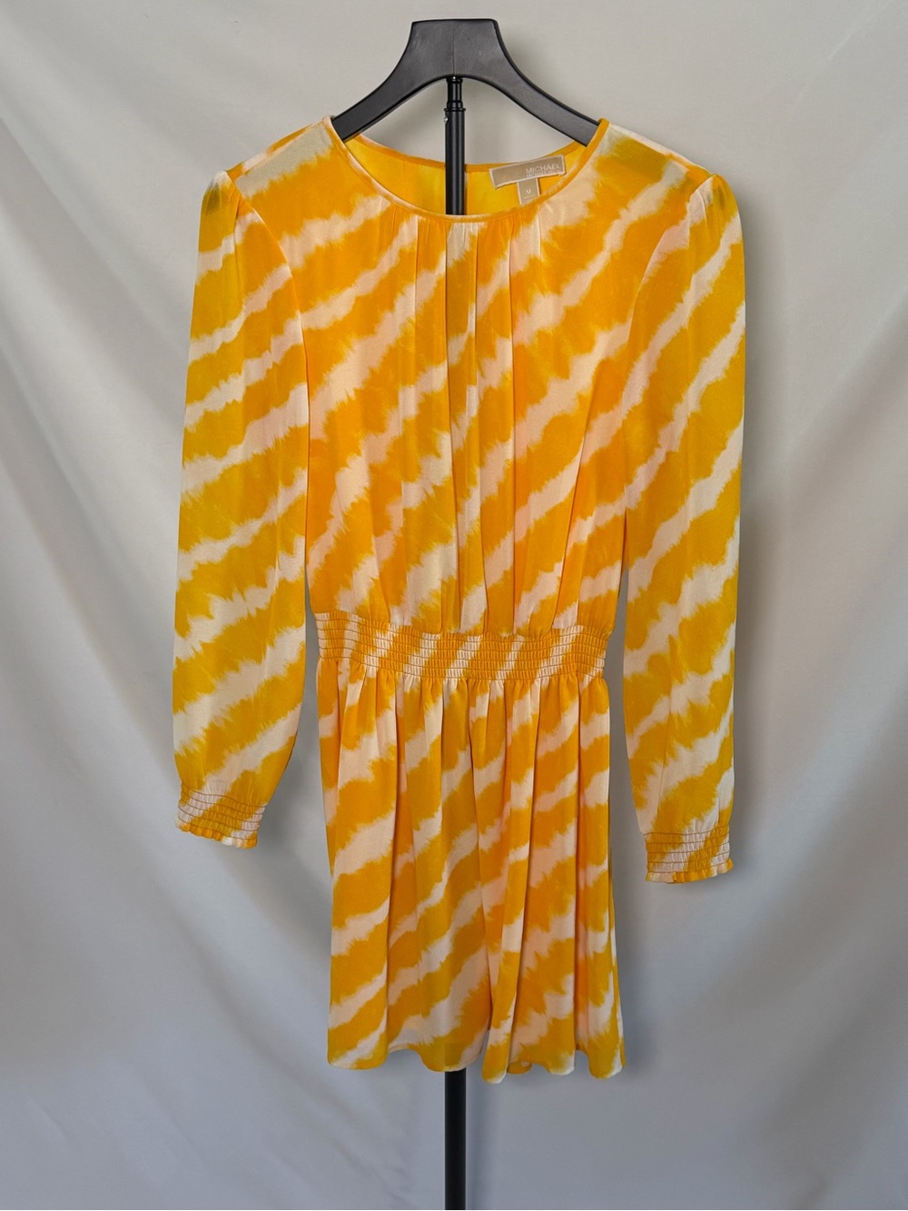MICHAEL Michael Kors - Yellow and White Long Sleeve Mini Dress - Size M